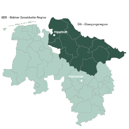 Darstellung der ESF-Zielgebiete in Niedersachsen